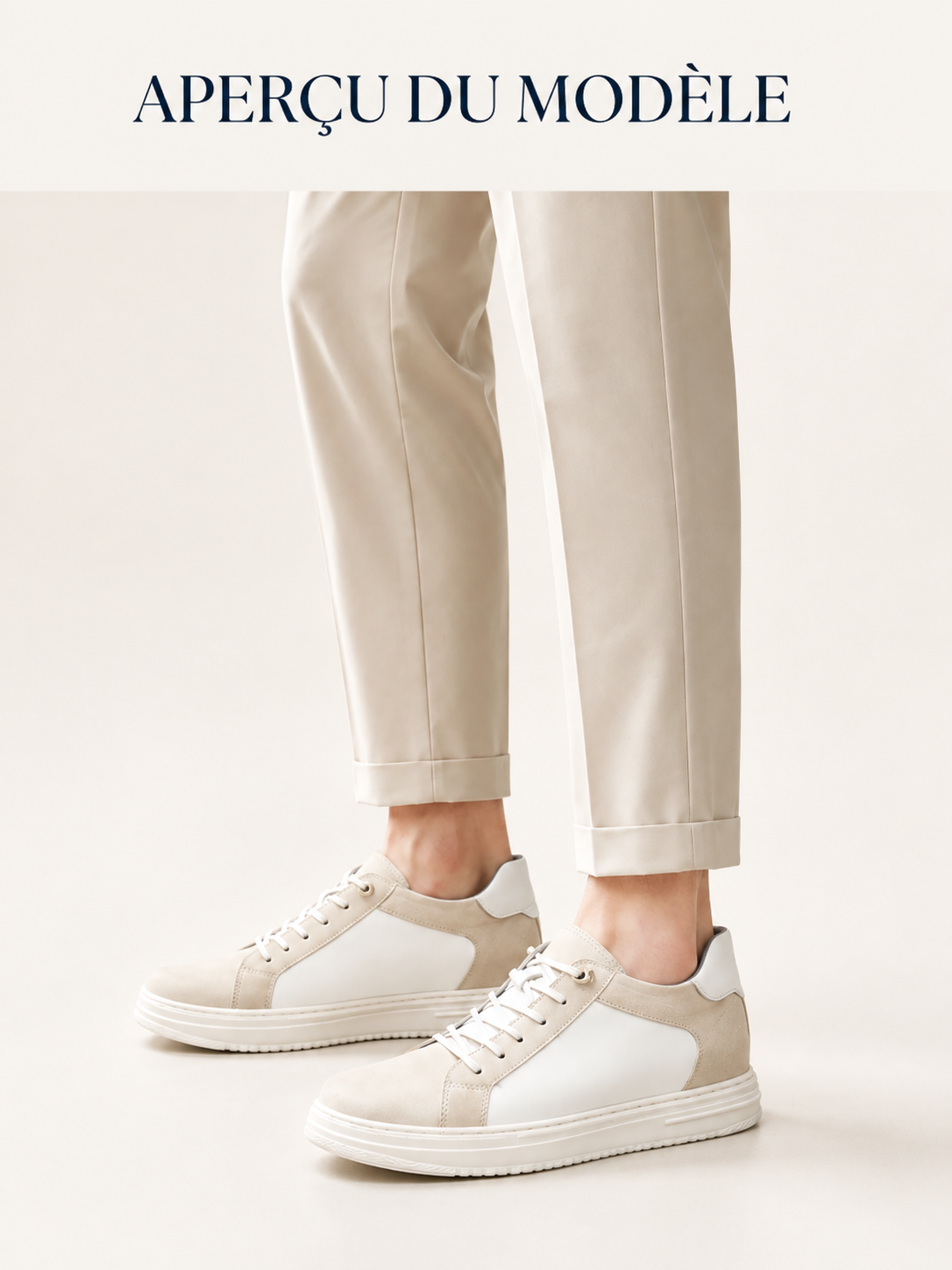 Vue rapprochée de la sneaker noire à rehausse invisible
