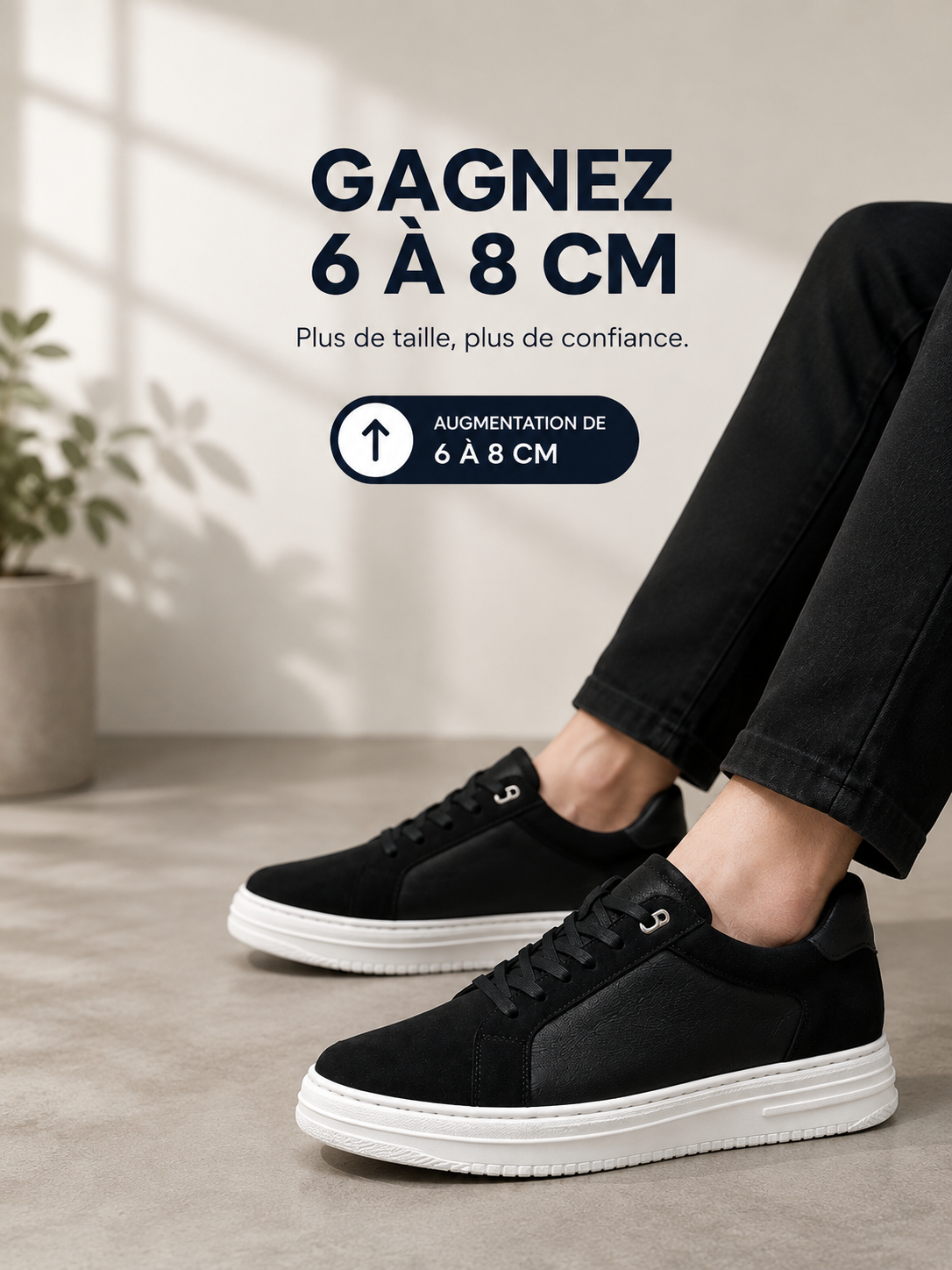 Plusieurs vues de la sneaker rehaussante blanc laiteux